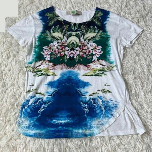 EUC Stella McCartney Tropical Print T-Shirt - Size 38 - Picture 1 of 4